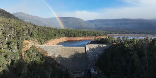 Rainbow over Meander Dam